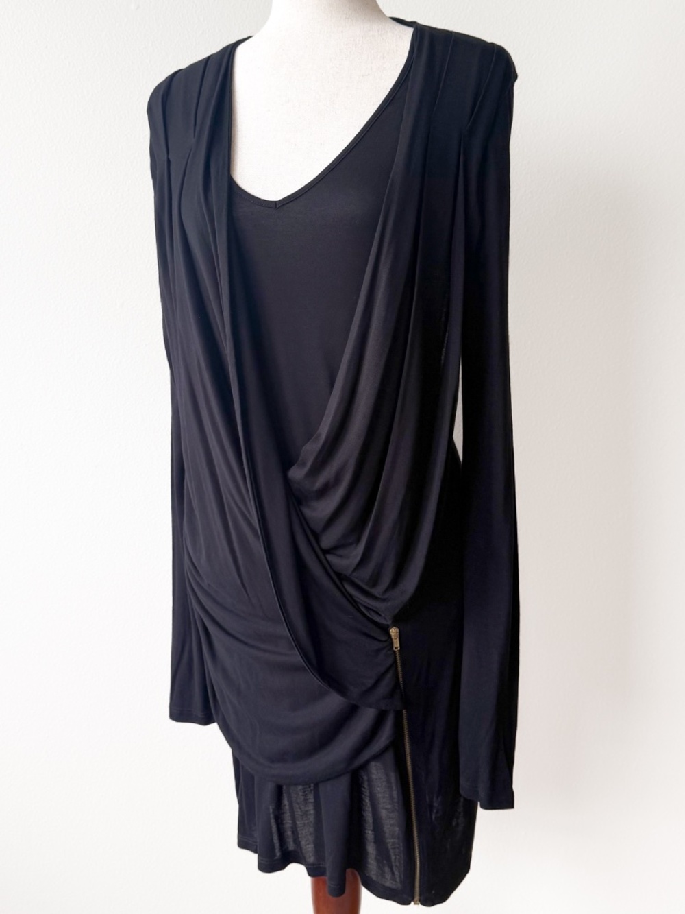 Reiss black draped mini dress, Size M